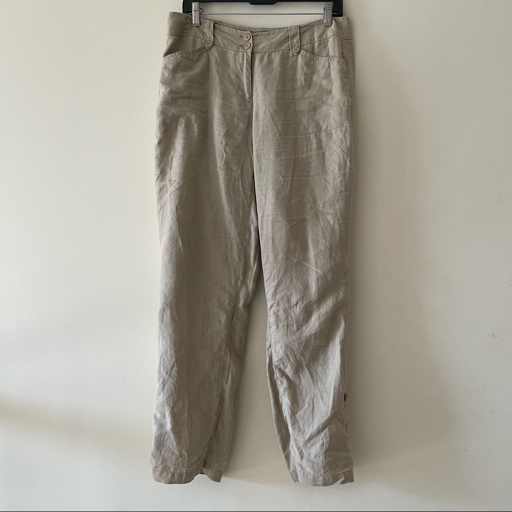Jones New York Linen Cargo Button Detail Pants